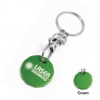 Round Aluminium Keyring - Laser Engraved - Green