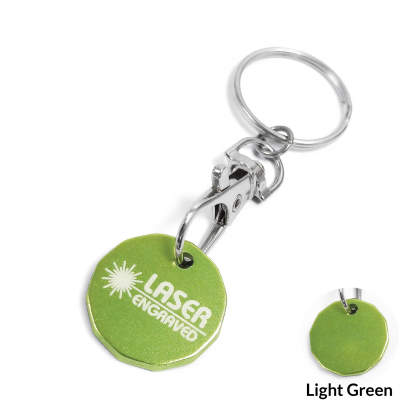 Round Aluminium Keyring - Laser Engraved - Light Green