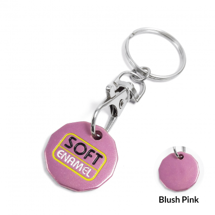 Round Aluminium Keyring - Soft Enamel Blush Pink