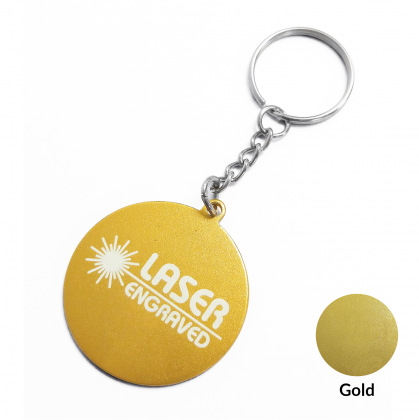 Round Aluminium Keyring - Laser Engraved - Gold