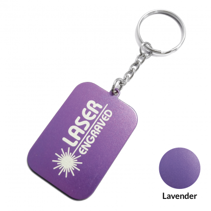 Rectangular Aluminium Keyring - Laser Engraved - Lavender