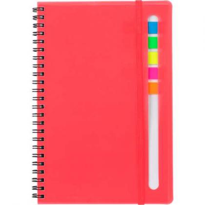 Notebook with sticky notes