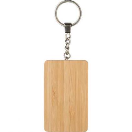 Bamboo keychain with charging cables