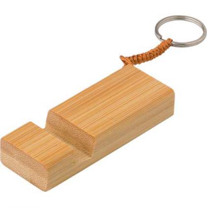 Bamboo key chain phone stand