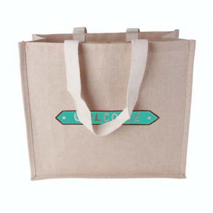 Canvas shopper with woven handles