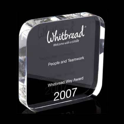 Large Crystal Square Award with Rounded Corners