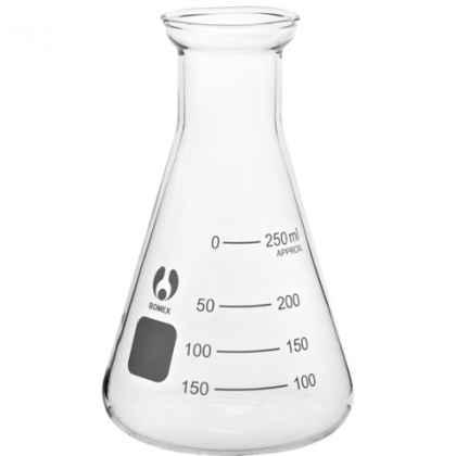 250ml conical flask with calibration bulk packed