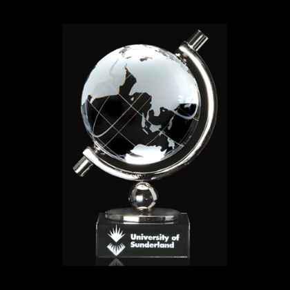 Rotating Globe Trophy on Black Base