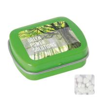Small flat hinged tin with sugar free mints