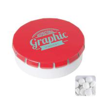 Round click plastic pot with sugar free mints
