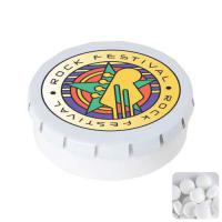 Round click plastic pot with sugar free mints