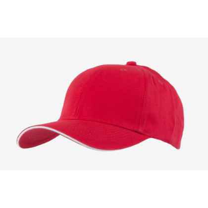 100% Brushed Cotton 6 Panel cap with contrasting Sandwich Trim