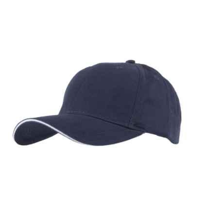 100% Brushed Cotton 6 Panel cap with contrasting Sandwich Trim