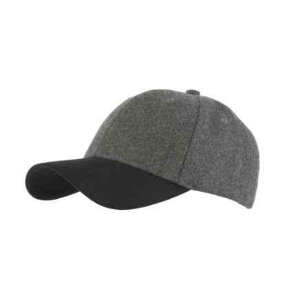 100% Melton Wool Crown with Cotton Peak 6 panel cap with buckle adjuster