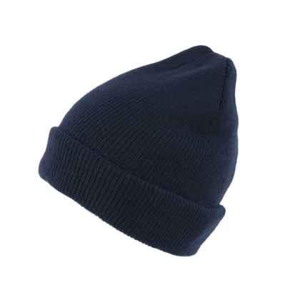100% Acrylic Knit Beanie with turn-up and fleece lining
