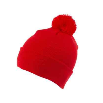 100% Acrylic Knit Beanie with turn-up and Bobble