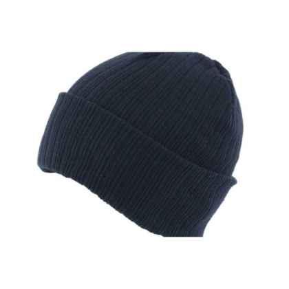 100% Acrylic Ribbed Knit Beanie with Turn-up