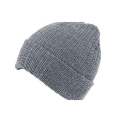 100% Acrylic Ribbed Knit Beanie with Turn-up