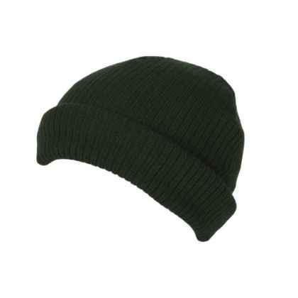 100% Acrylic ribbed knit short fit beanie with turn-up
