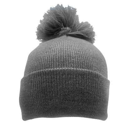 Polylana knitted Bobble beanie with turn up