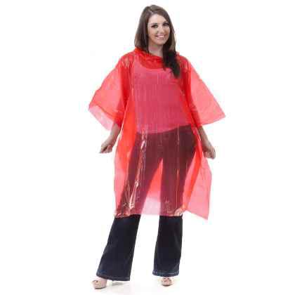 Waterproof Emergency Adult Disposable Rain Poncho With Hood – Pack of 10