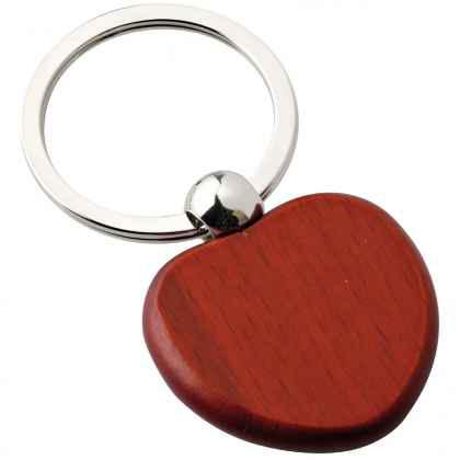 Key chain wood heart-shaped