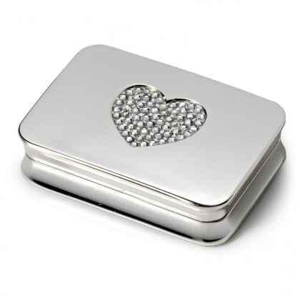 Dual Compartment Pillbox with Crystal Heart Design