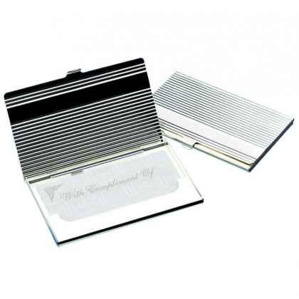 Ribbed Silver Plated Business or Credit Card Case