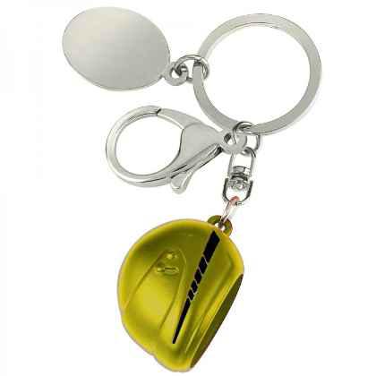 Yellow Motor Cycle Helmet Large Key Ring