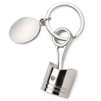 Large Engine Piston and Crank Keyring with tag