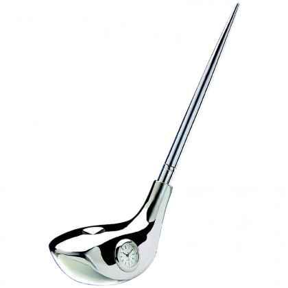 Pen holder with desk clock "Golf" in Luxury Box