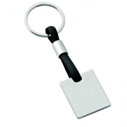 Key chain chromed square with PVC black