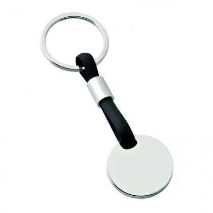 Key chain chromed round with PVC black