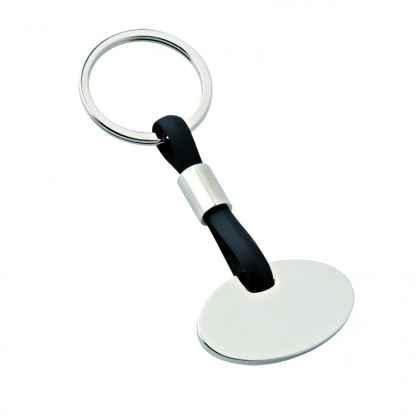 Key chain chromed oval with PVC black