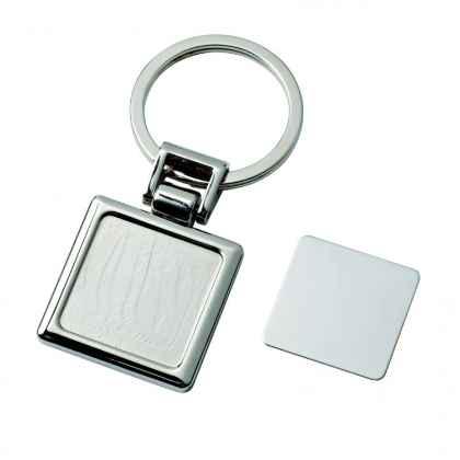 Key chain square chromed with detachable plate