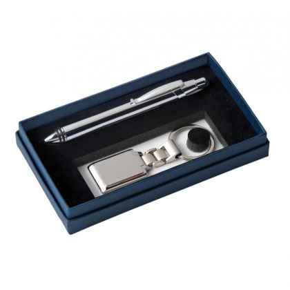 Box blue for set pen and key chain