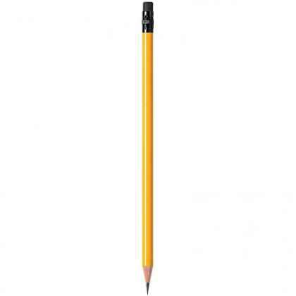 Pencil with yellow body and black rubber