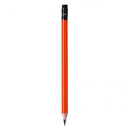 Pencil with orange body and black rubber