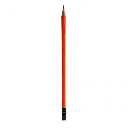 Pencil with orange body and black rubber