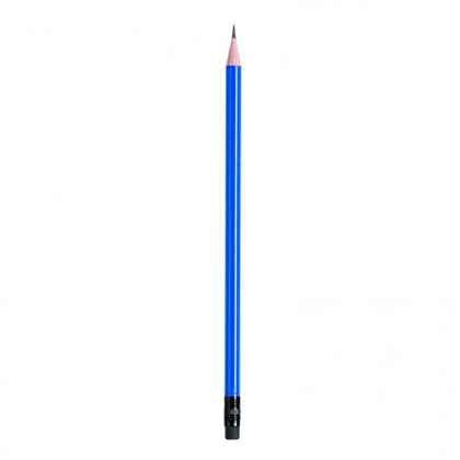 Pencil with blue body and black rubbe