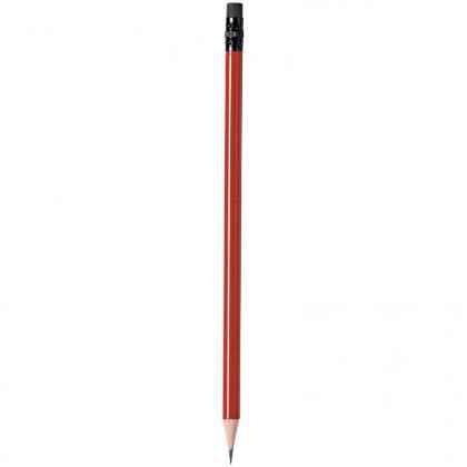 Pencil with red body and black rubber