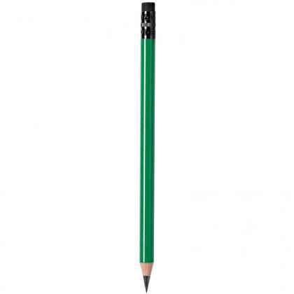 Pencil with green body and black rubber