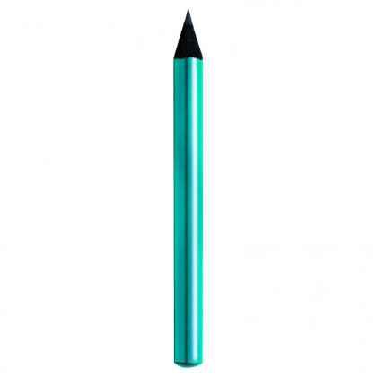 Pencil with metallic turquoise body and black wood