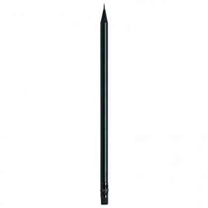Pencil with black body, black wood and black rubber
