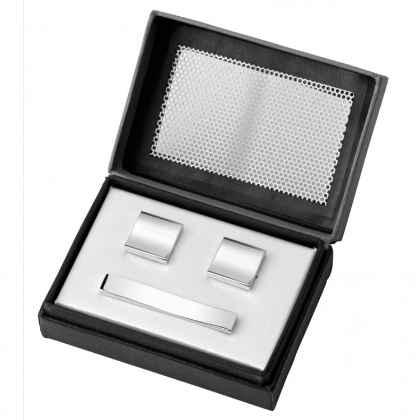 Set cuff-links and tie clip
