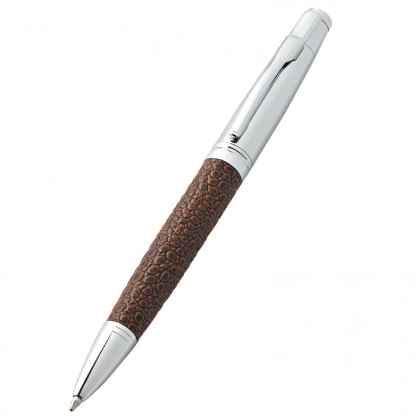 Pen chromed faux leather brown