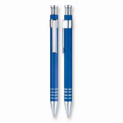 Aluminium pen with spring top blue