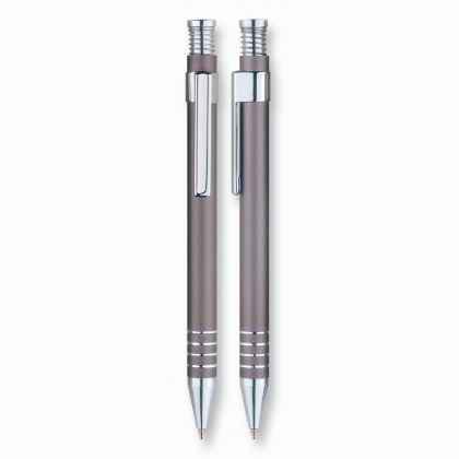 Aluminium pen with spring top grey