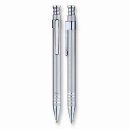 Aluminium pen with spring top silver