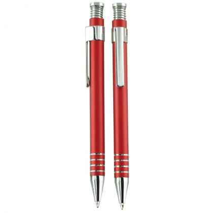 Aluminium pen with spring top red